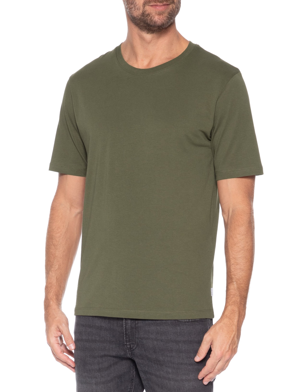 Camiseta Masculina Básica Slim Fit Algodão Orgânico Verde Jack & Jones
