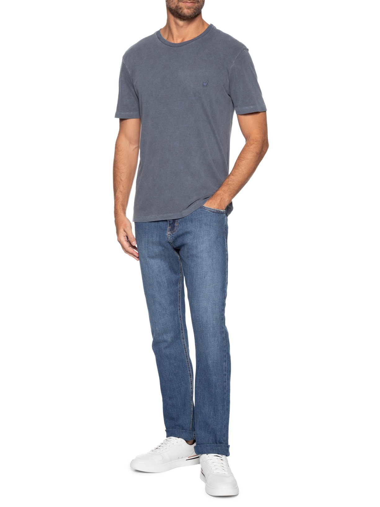 Camiseta Masculina Básica Stone Azul Zapalla
