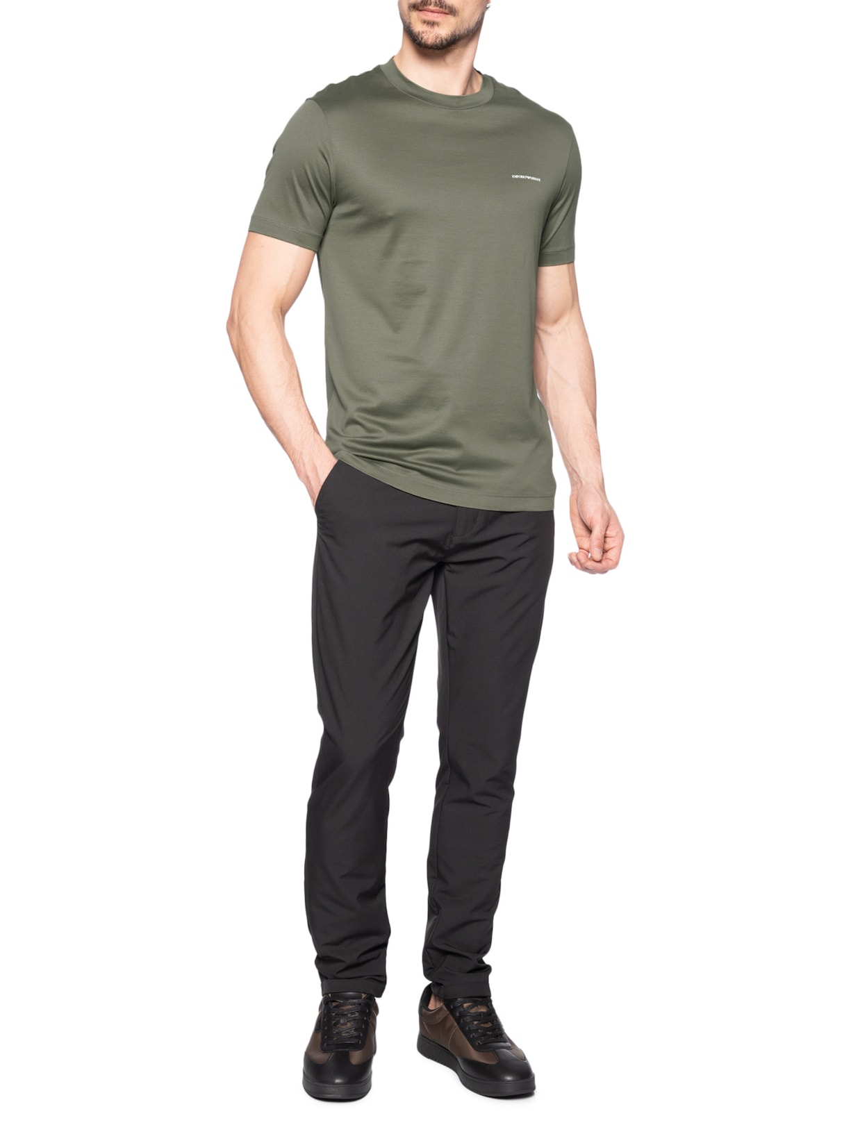 Camiseta Masculina Basics Mini Logo Bege Emporio Armani