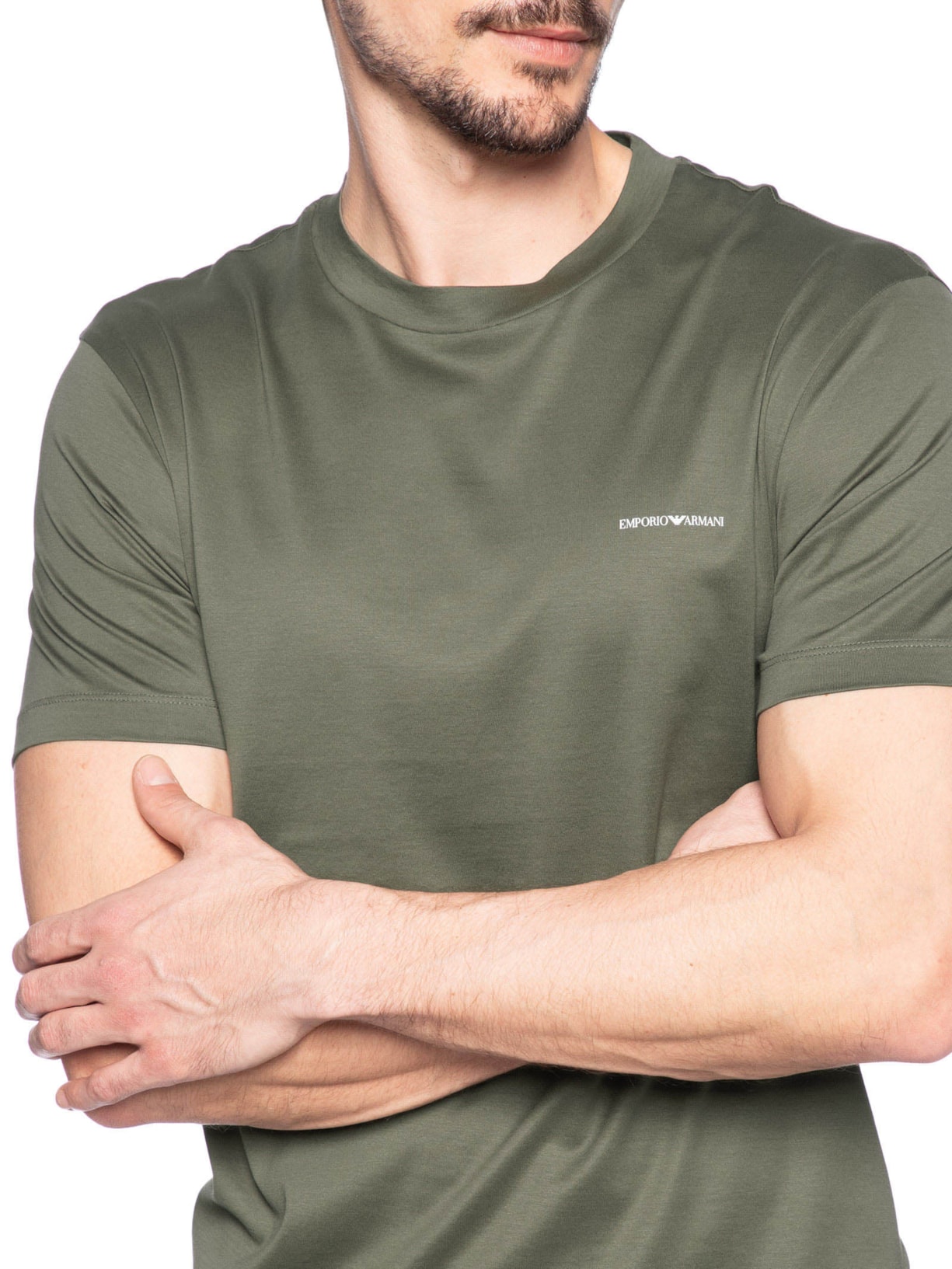 Camiseta Masculina Basics Mini Logo Bege Emporio Armani