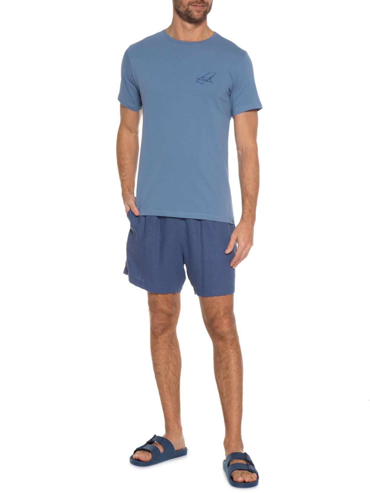 Camiseta Masculina Beach Chair Azul Kour