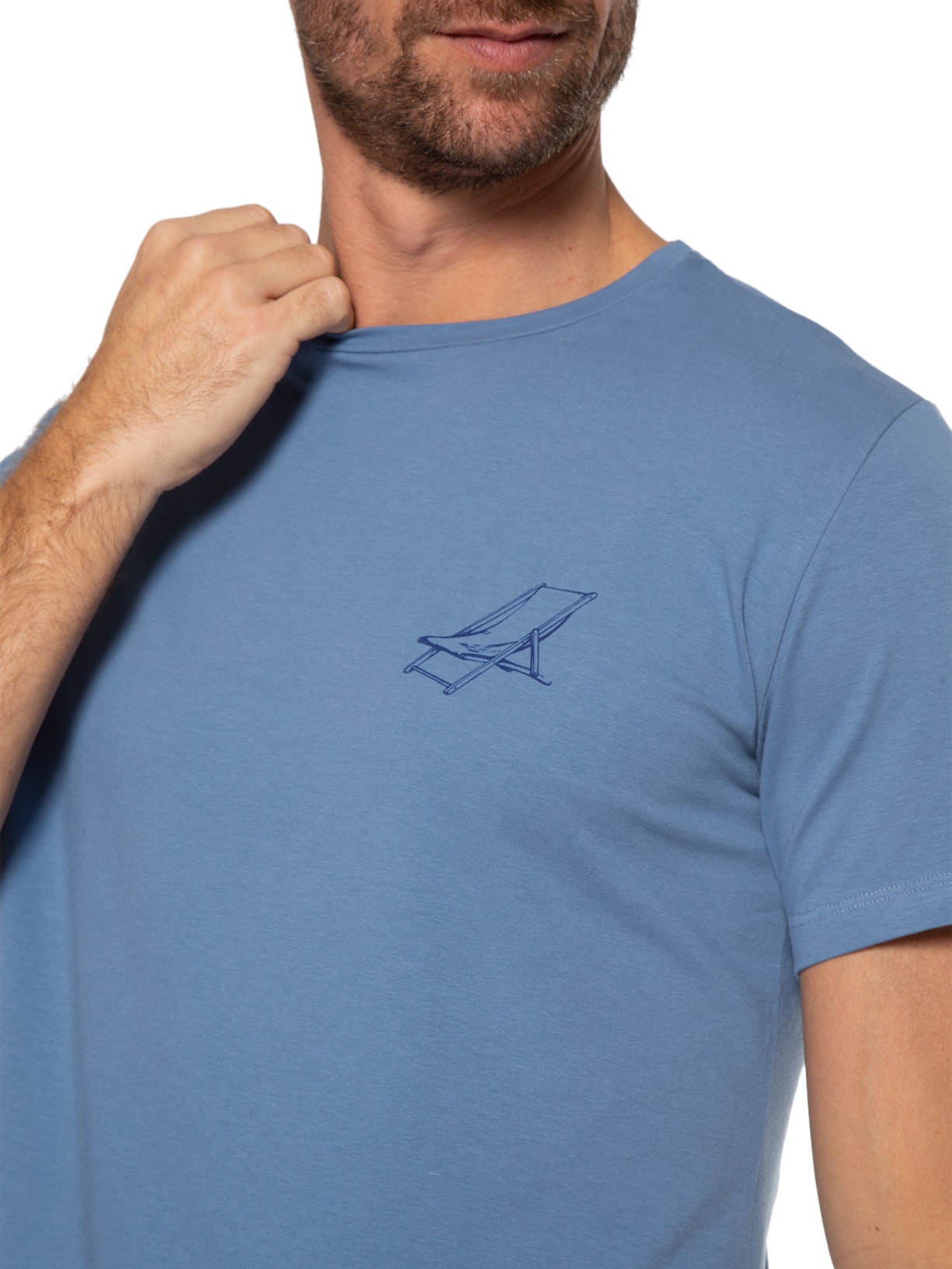 Camiseta Masculina Beach Chair Azul Kour