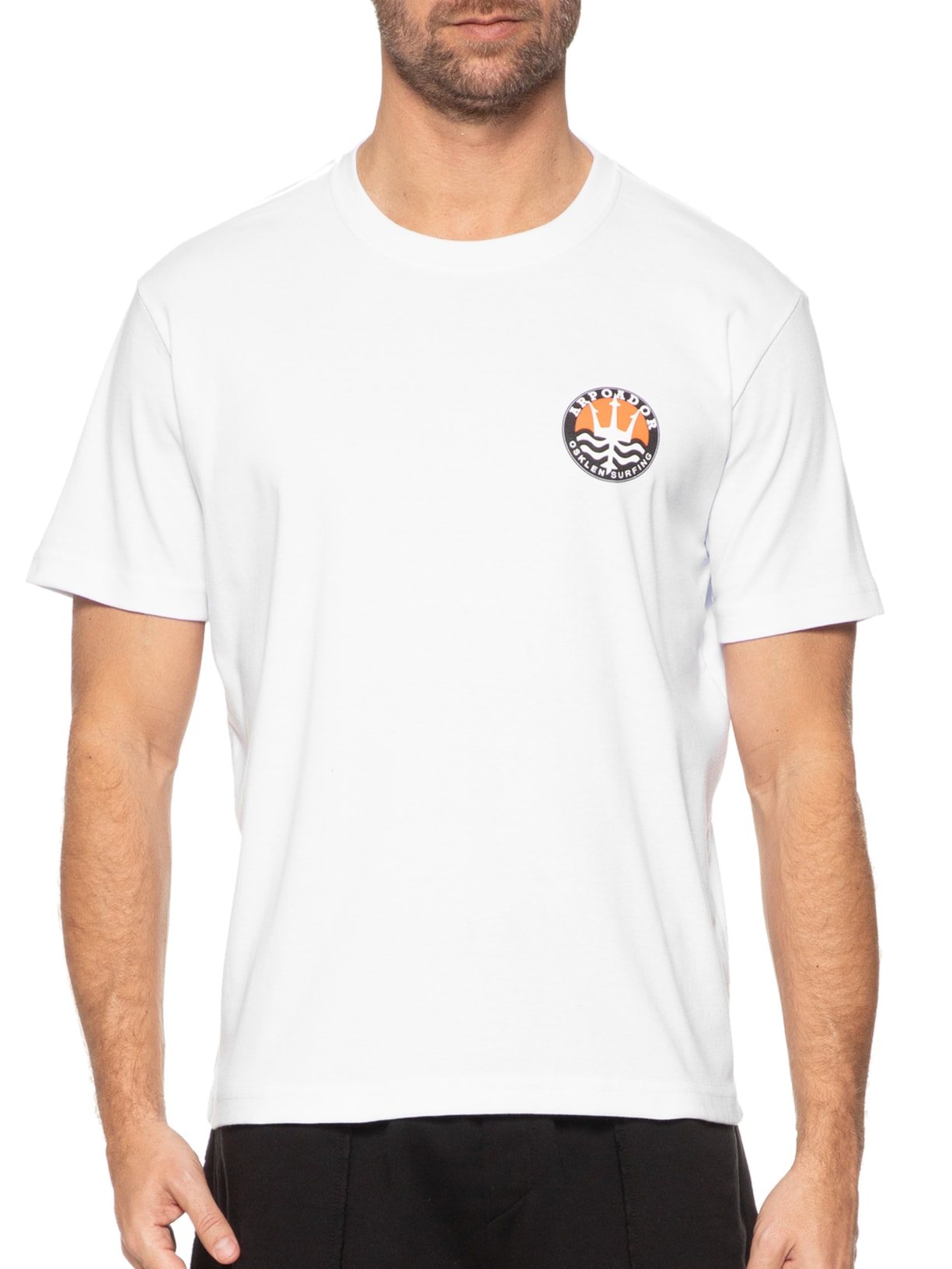 Camiseta Masculina Big Arpoador Selo Manga Curta Branco Osklen