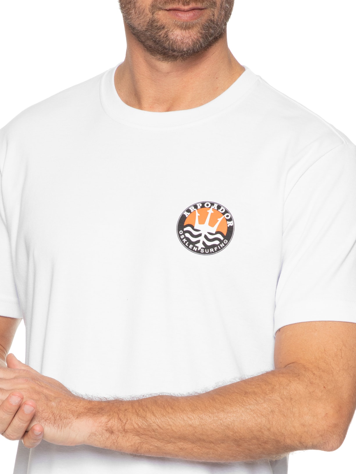Camiseta Masculina Big Arpoador Selo Manga Curta Branco Osklen