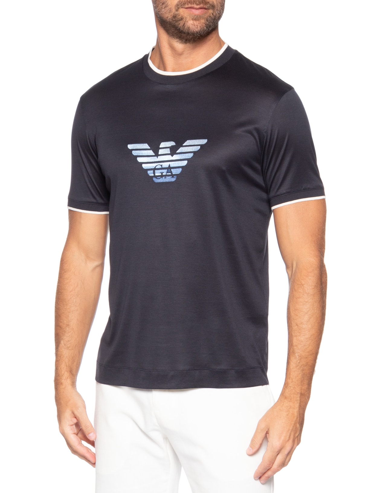 Camiseta Masculina Big Logo Faded Azul Emporio Armani