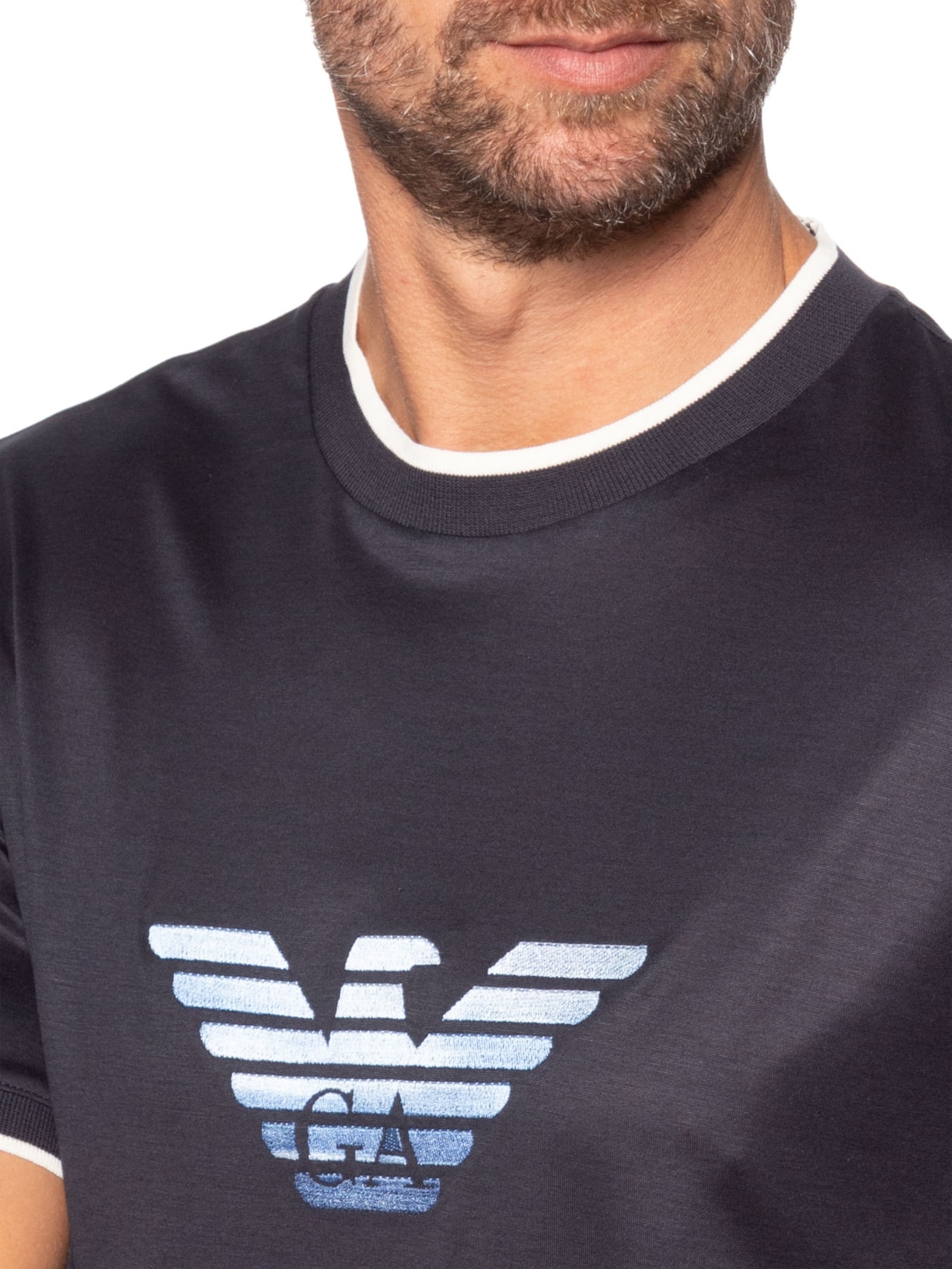 Camiseta Masculina Big Logo Faded Azul Emporio Armani