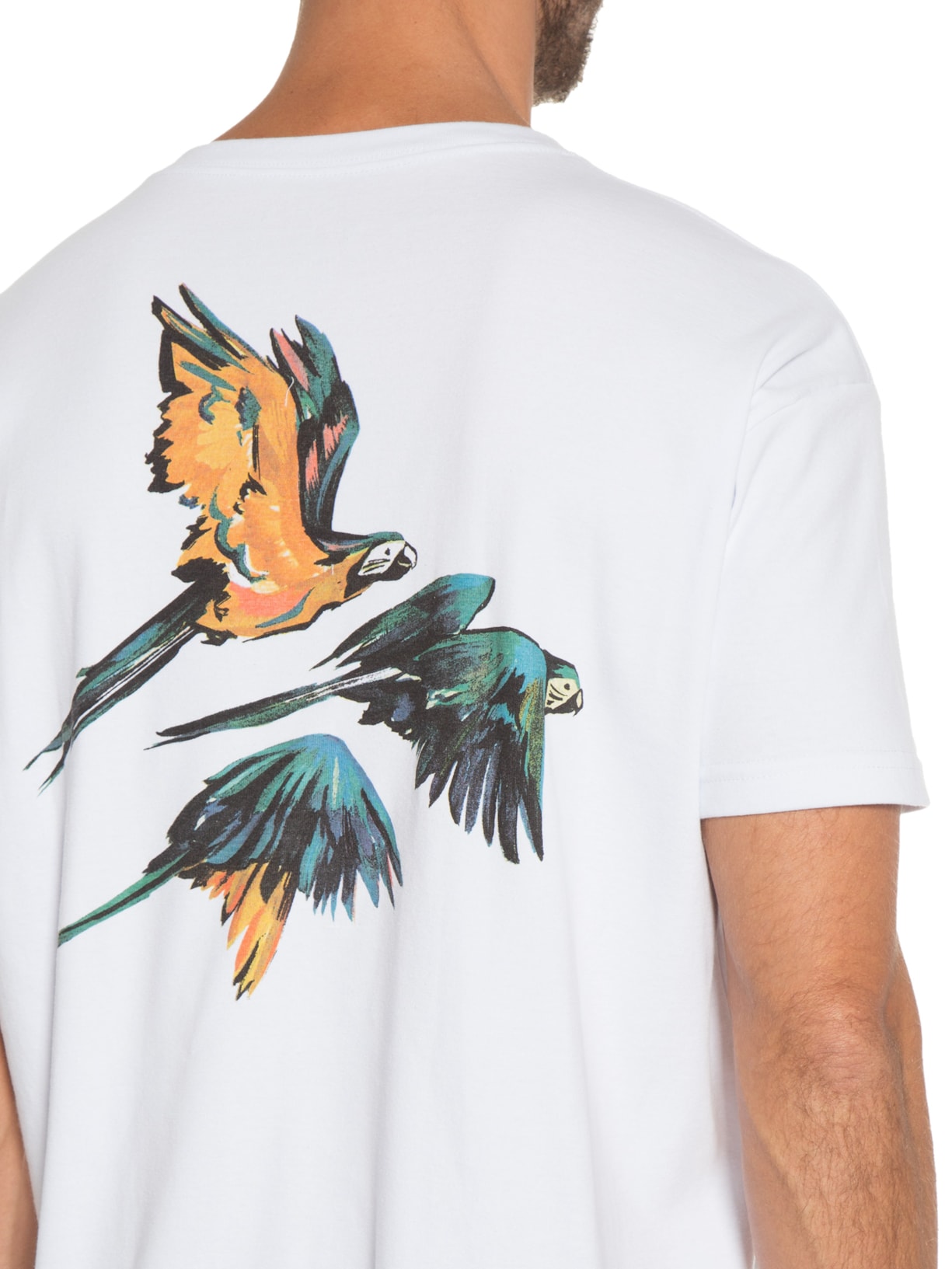 Camiseta Masculina Big Shirt Arara Azul Branco Osklen