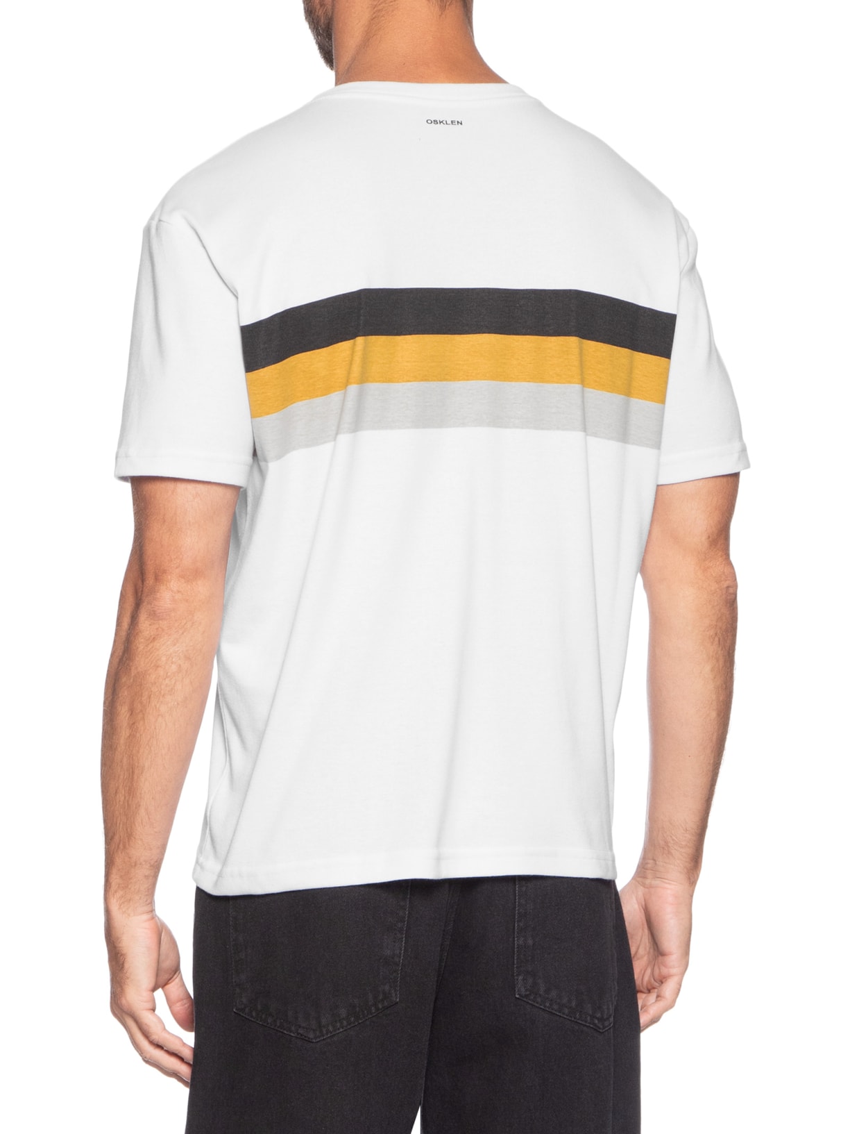 Camiseta Masculina Big Shirt Listrado Branco Osklen