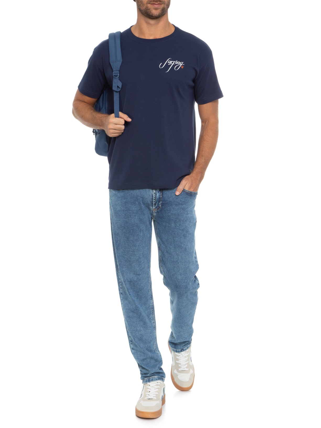 Camiseta Masculina Big Shirt Surfing Type Azul Osklen