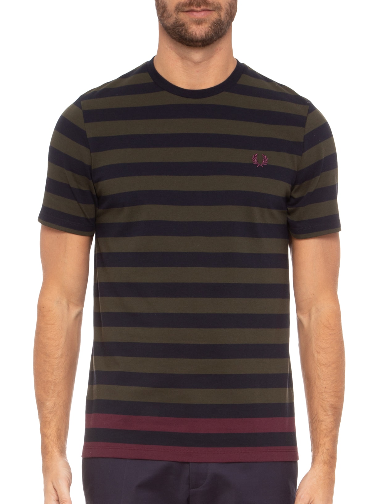 Camiseta Masculina Bold Stripe Pique Verde Fred Perry