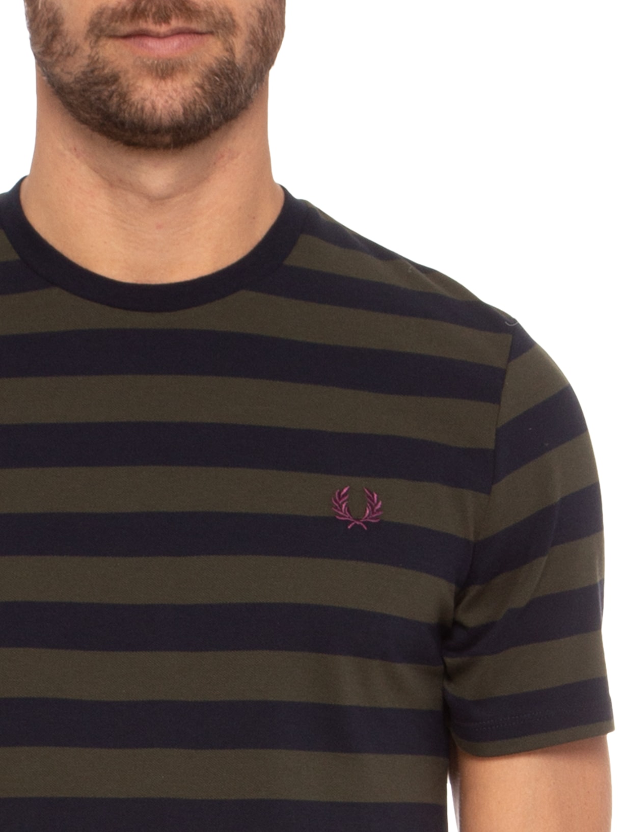 Camiseta Masculina Bold Stripe Pique Verde Fred Perry
