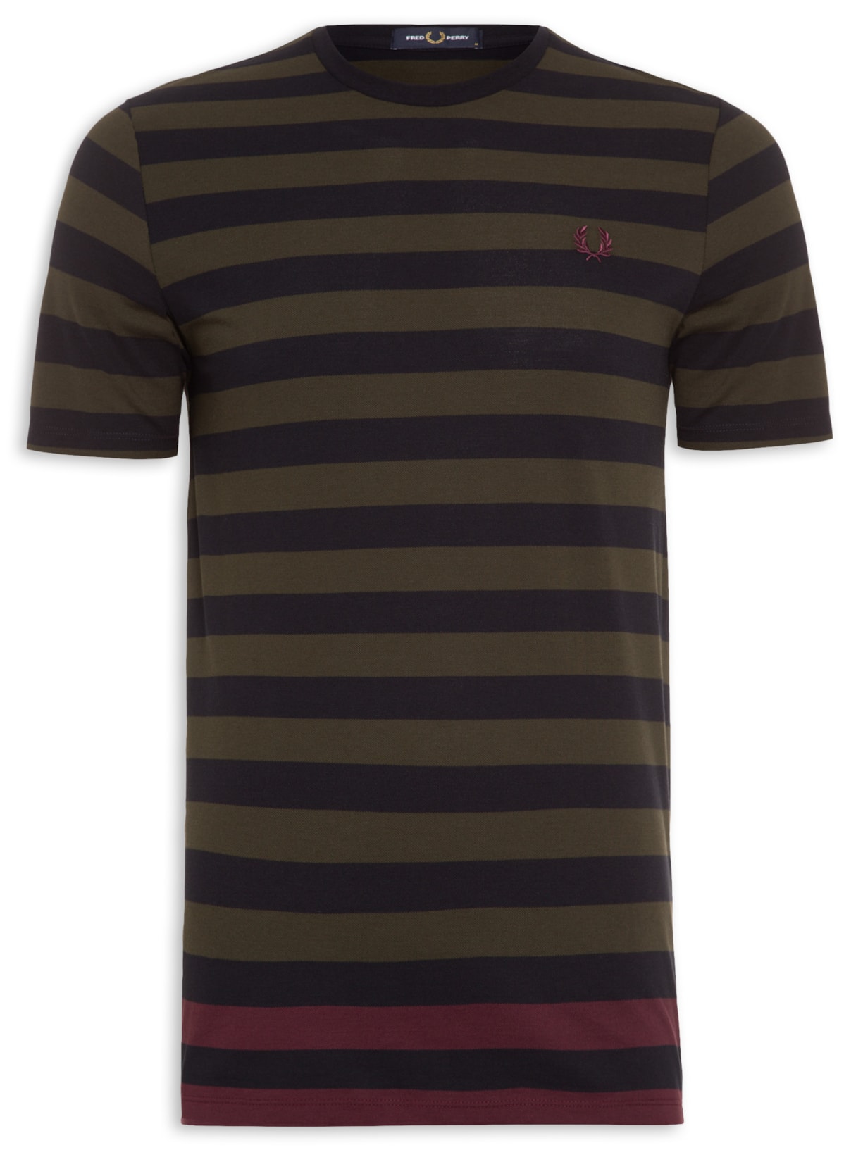Camiseta Masculina Bold Stripe Pique Verde Fred Perry