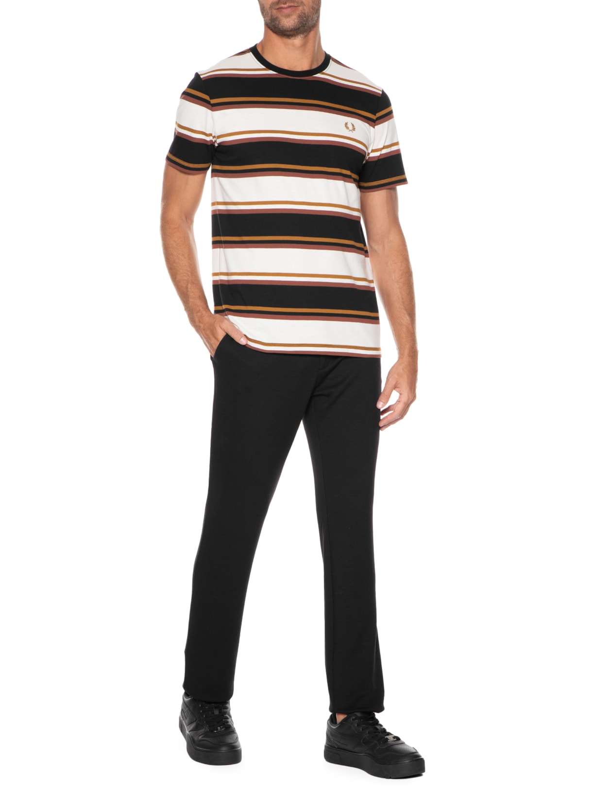 Camiseta Masculina Bold Stripe Preto Fred Perry