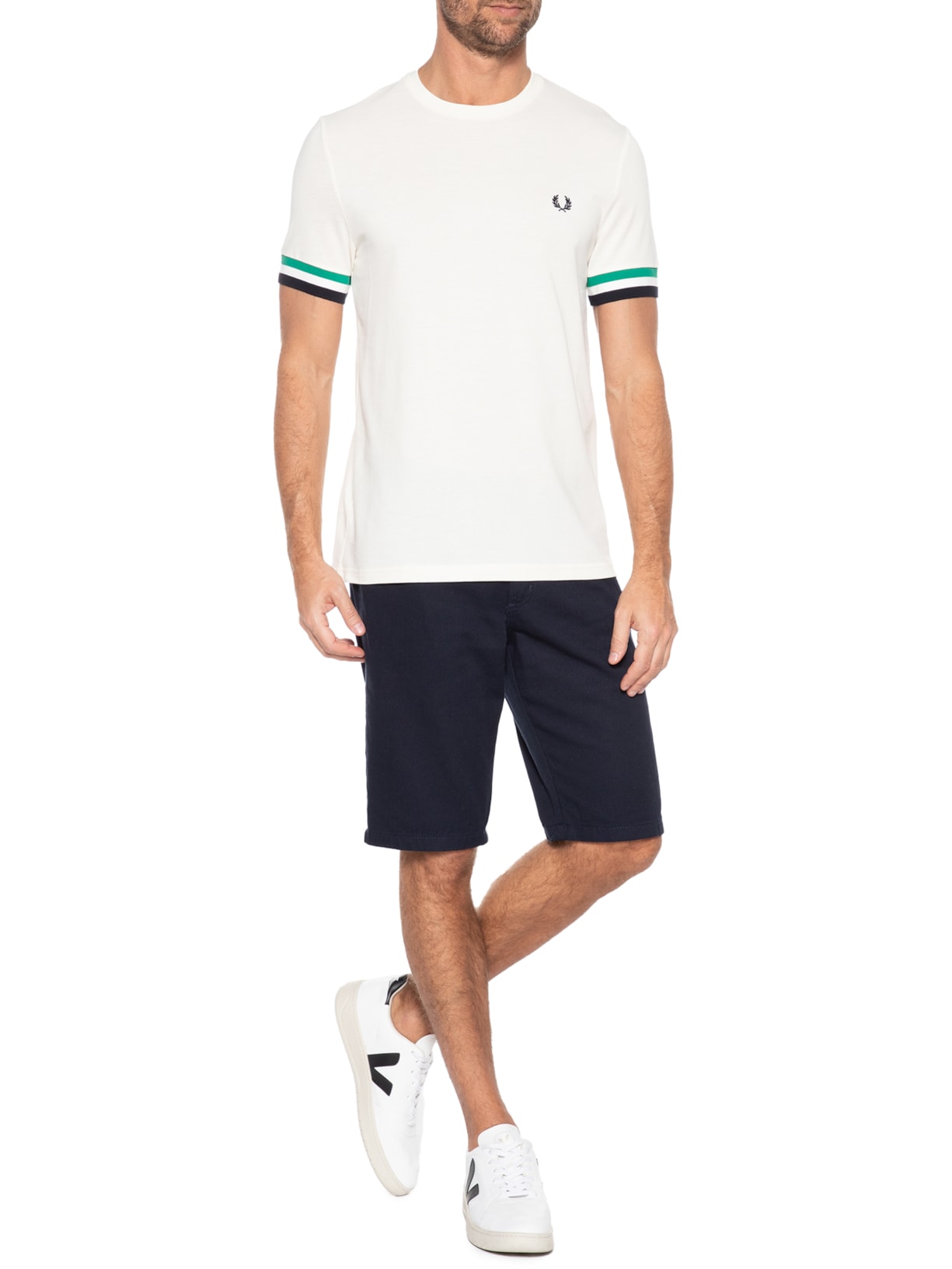 Camiseta Masculina Bold Tipped Piquet Off White Fred Perry