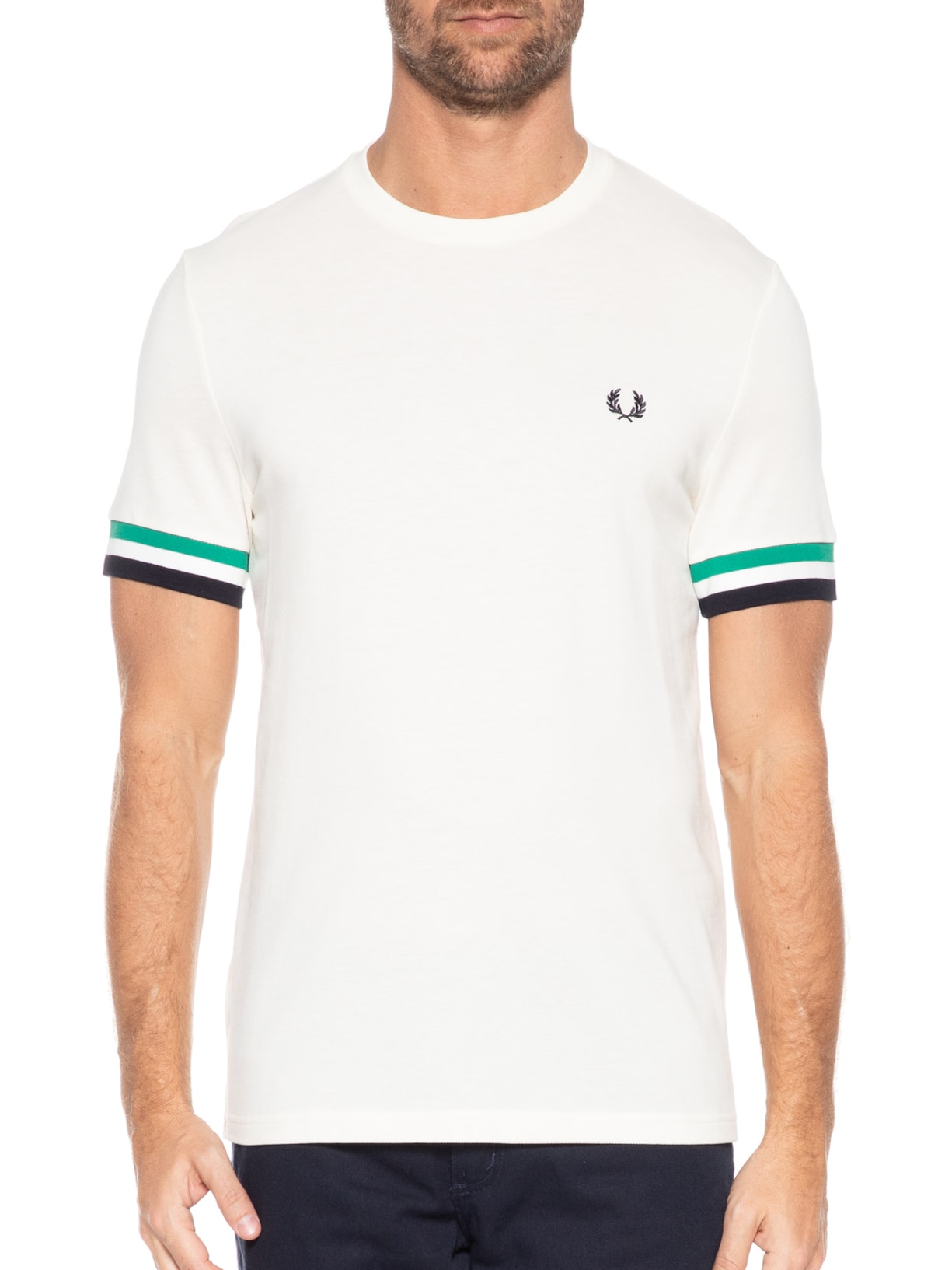 Camiseta Masculina Bold Tipped Piquet Off White Fred Perry