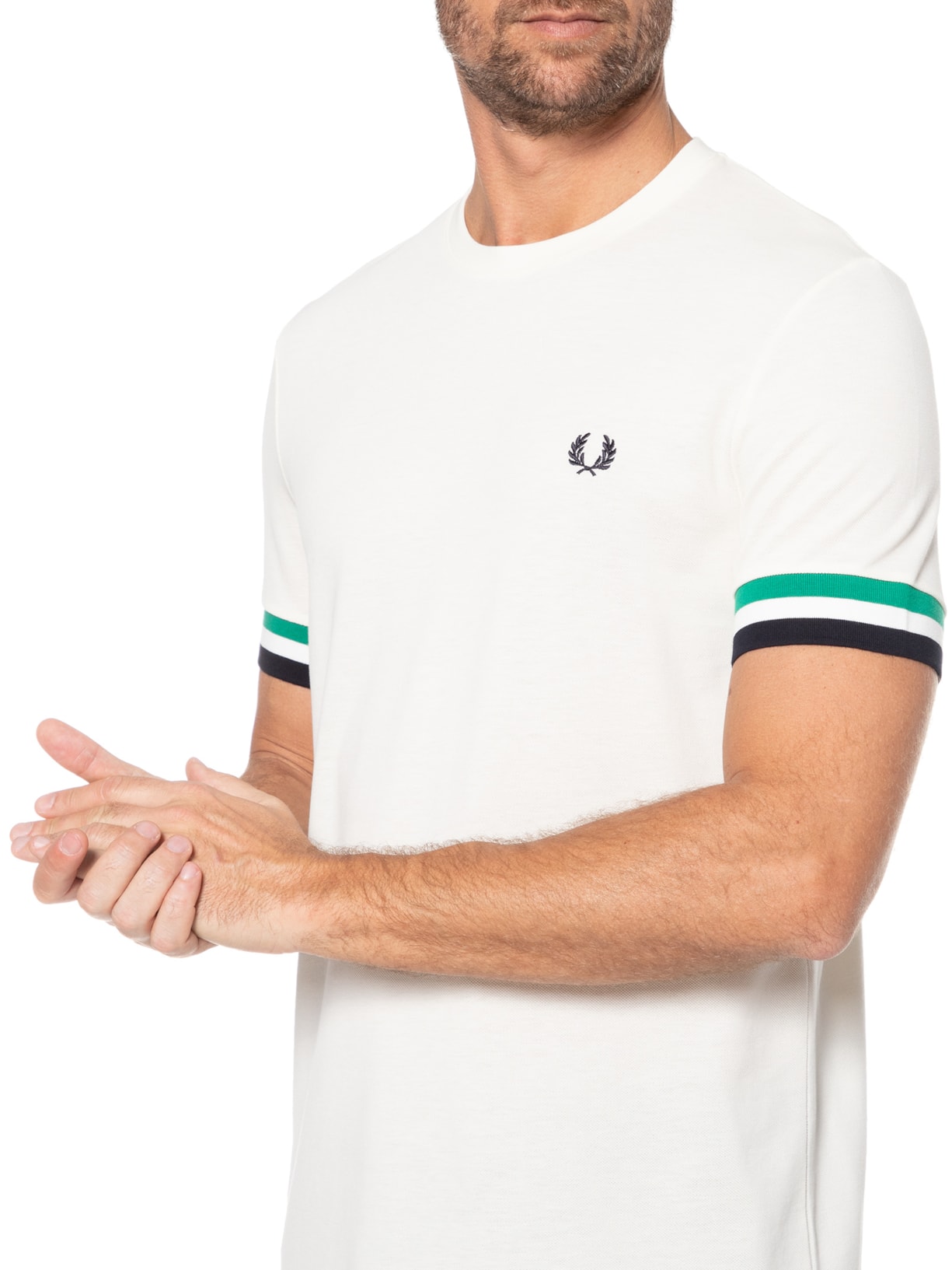 Camiseta Masculina Bold Tipped Piquet Off White Fred Perry