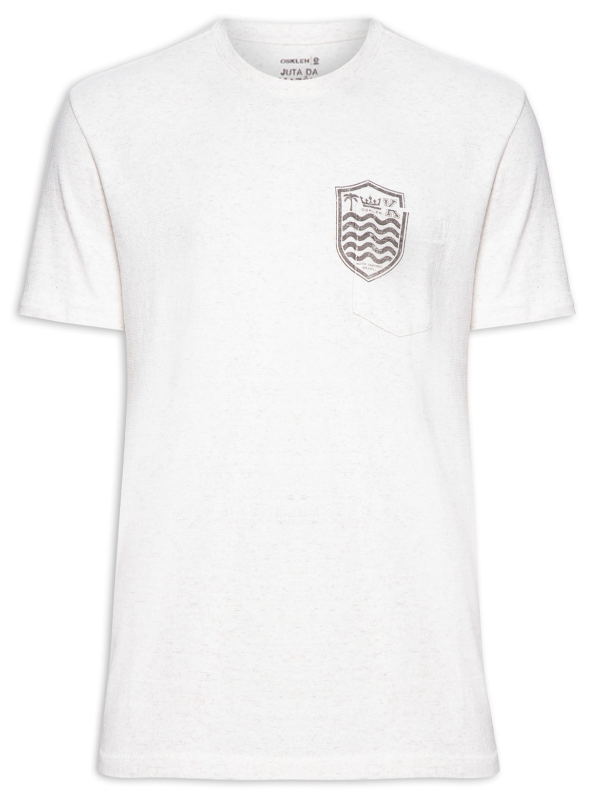 Camiseta Masculina Bolso Brasão Juta - Bege