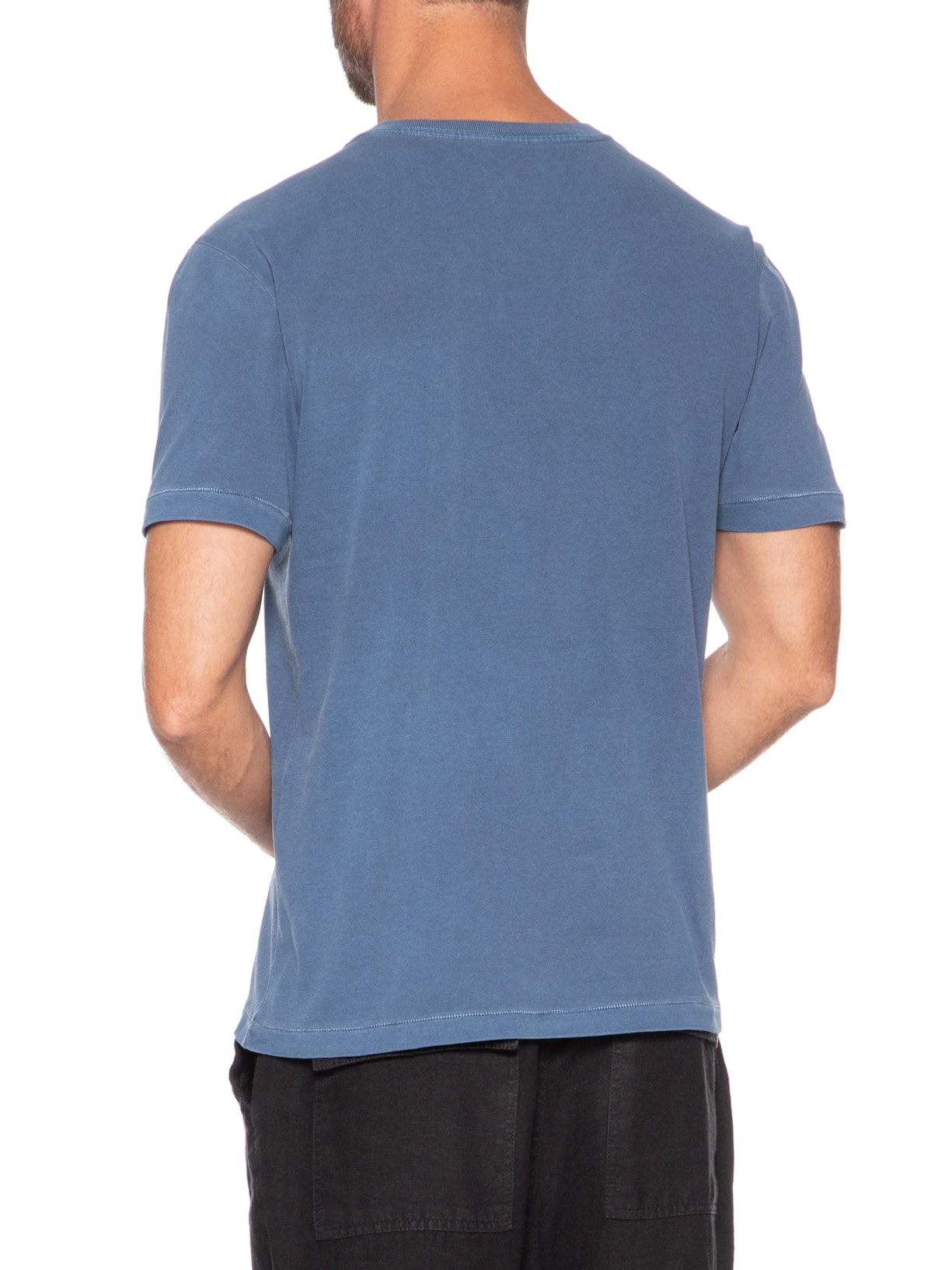 Camiseta Masculina Bolso Brasão Manga Curta Azul Osklen