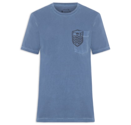 Camiseta Masculina Bolso Brasão Manga Curta - Azul