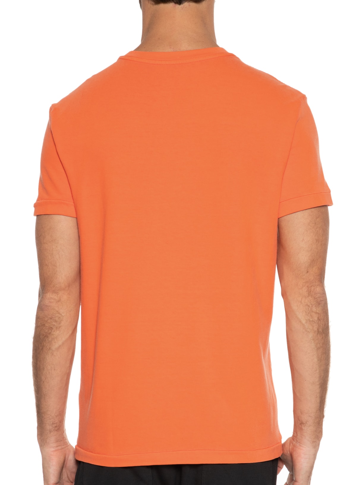 Camiseta Masculina Bolso Brasão Manga Curta Laranja Osklen