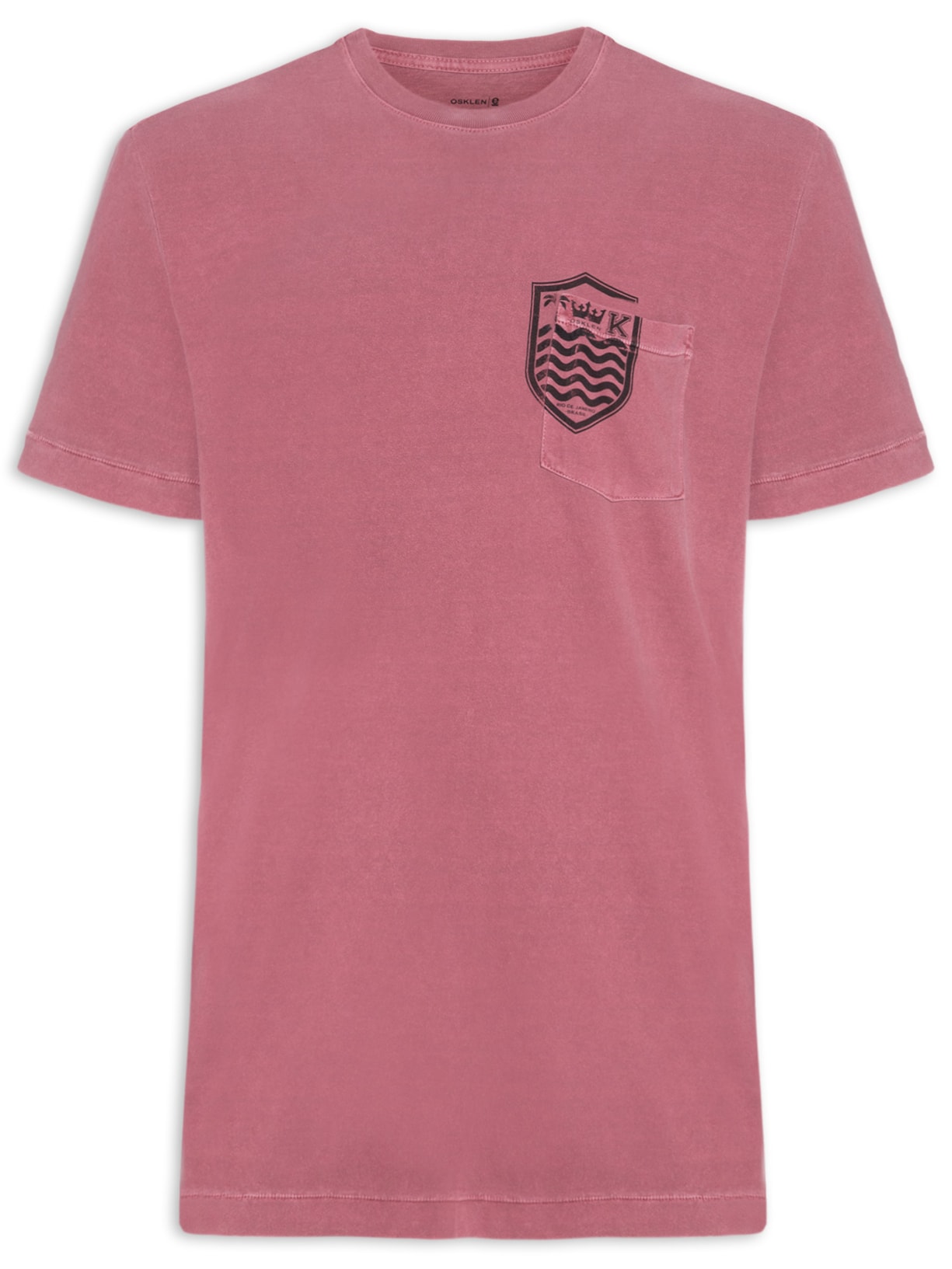 Camiseta Masculina Bolso Brasão Manga Curta - Vermelho