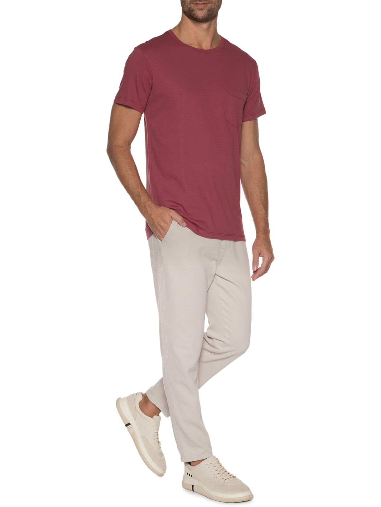 Camiseta Masculina Bolso New Vermelho Foxton