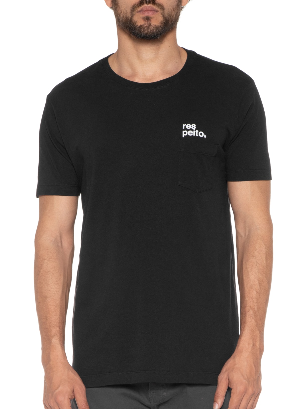 Camiseta Masculina Bolso Respeito Preto Purple Yellow