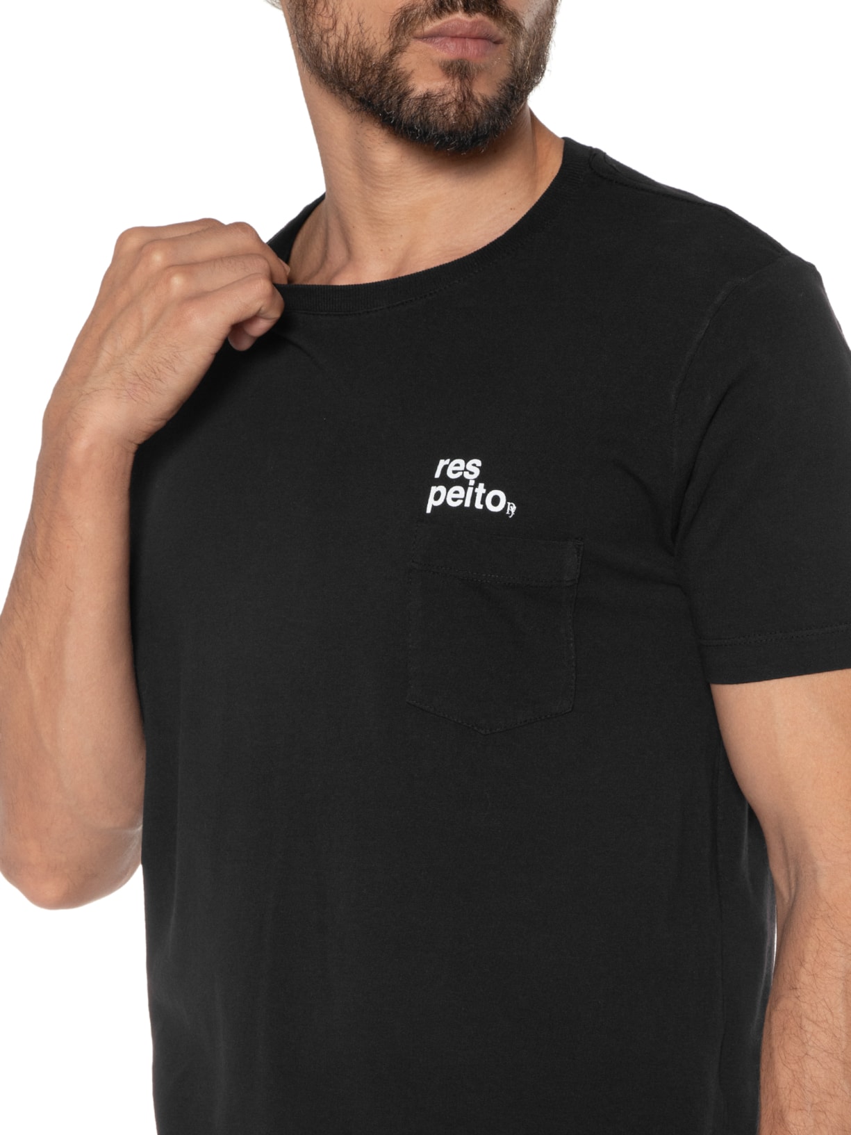 Camiseta Masculina Bolso Respeito Preto Purple Yellow