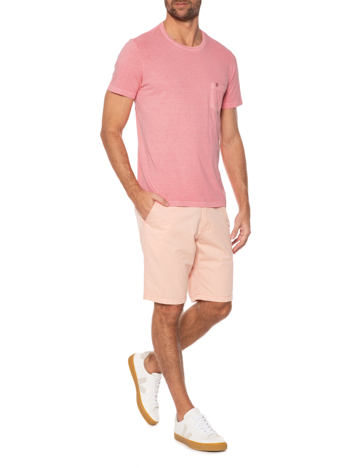 Camiseta Masculina Bolso Stoned Rosa Pineapple