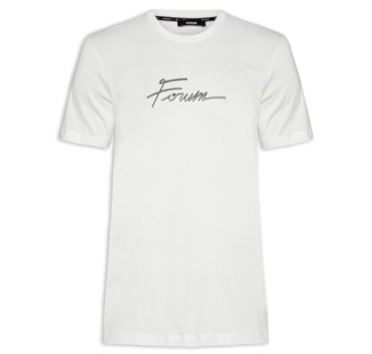 Camiseta Masculina Bordada - Off White