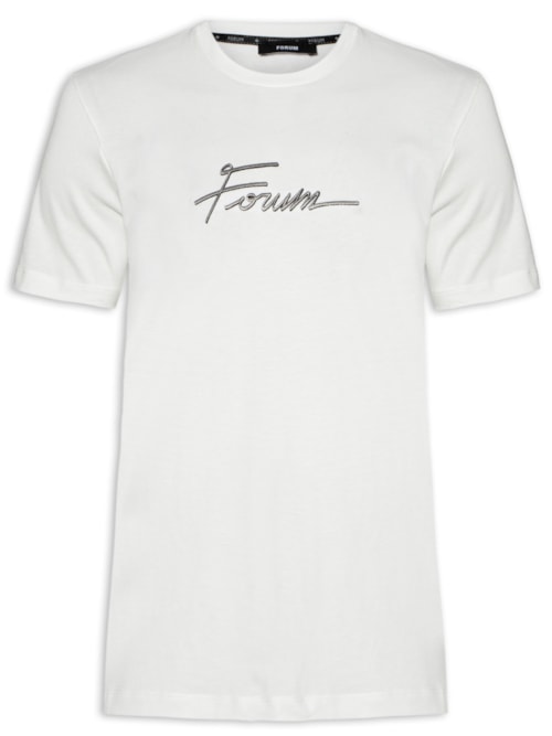 Camiseta Masculina Bordada - Off White