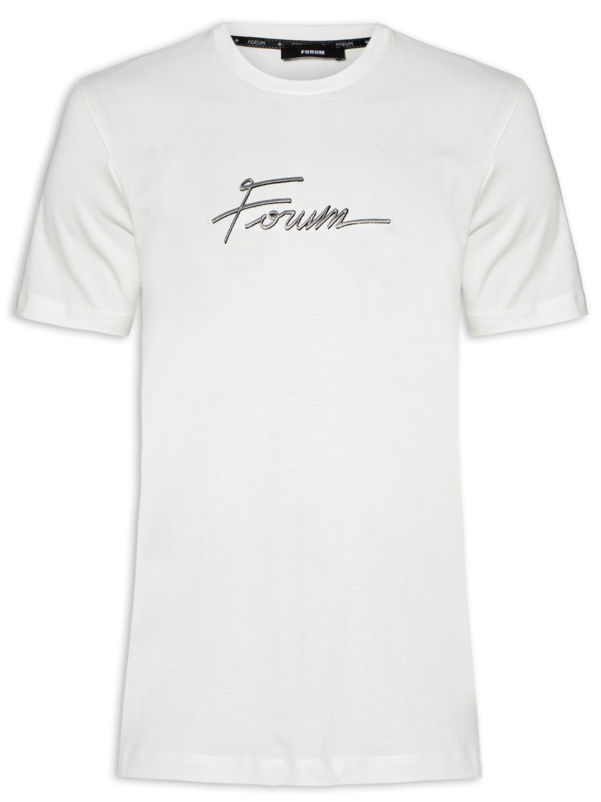 Camiseta Masculina Bordada - Off White