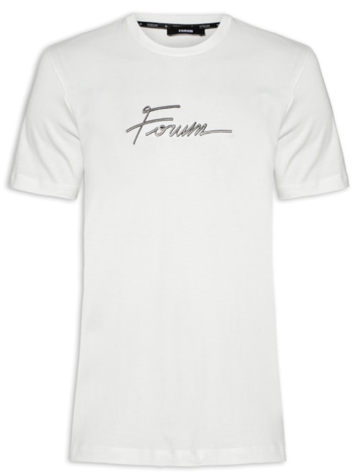 Camiseta Masculina Bordada - Off White