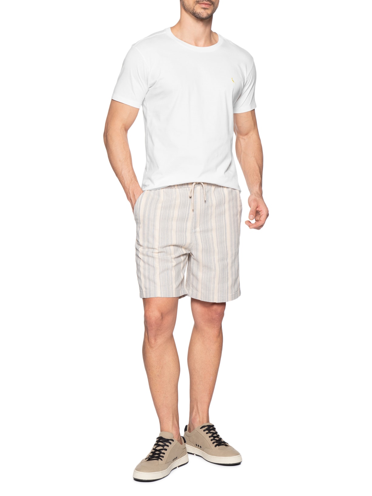 Camiseta Masculina Bordado Pica Pau Com Caixa Presenteável – Branco Reserva