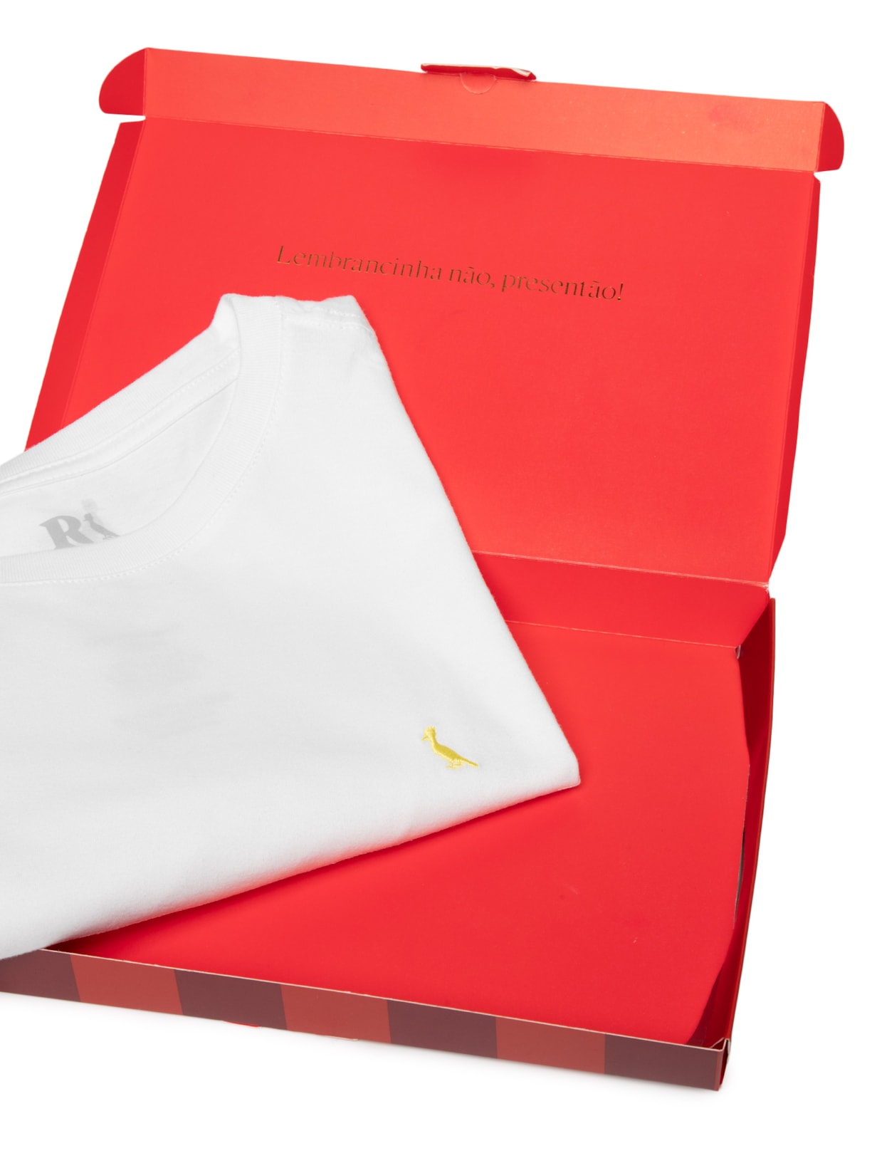 Camiseta Masculina Bordado Pica Pau Com Caixa Presenteável – Branco Reserva