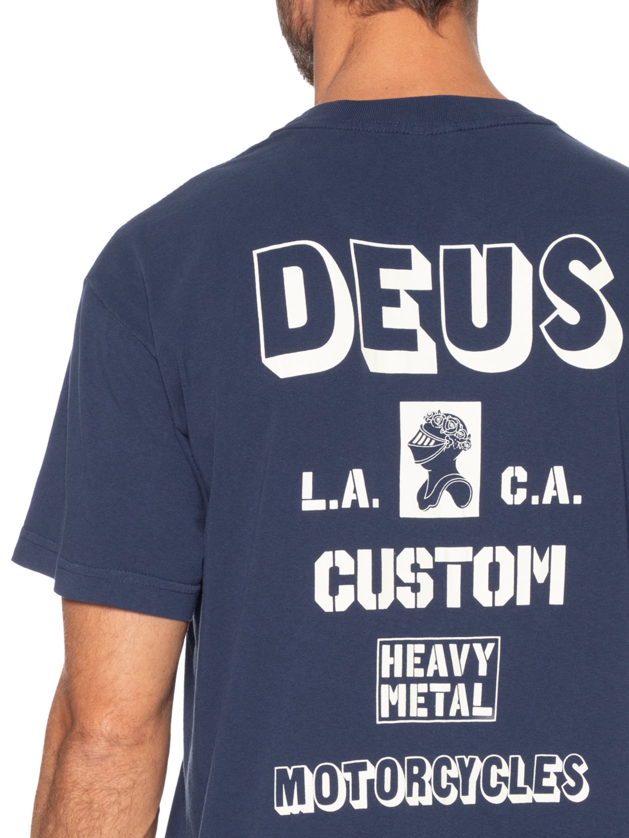 Camiseta Masculina Box Fit Heavy Metal Azul Deus Ex Machina