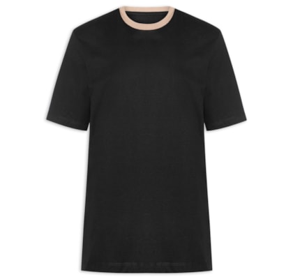 Camiseta Masculina Boxy Gola Contrastante – Preto