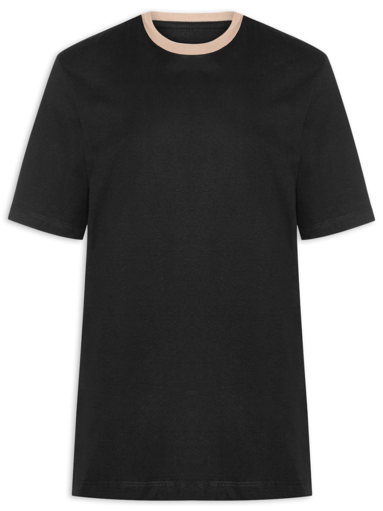 Camiseta Masculina Boxy Gola Contrastante – Preto
