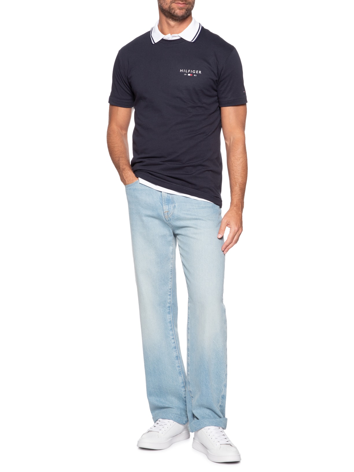 Camiseta Masculina Brand Love Small Azul Tommy Hilfiger