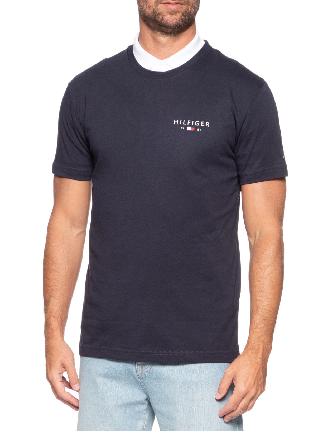 Camiseta Masculina Brand Love Small Azul Tommy Hilfiger
