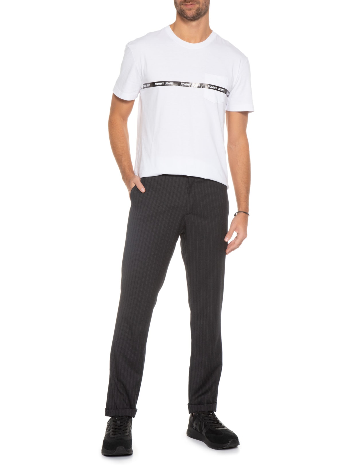 Camiseta Masculina Branded Tape Branco Tommy Jeans