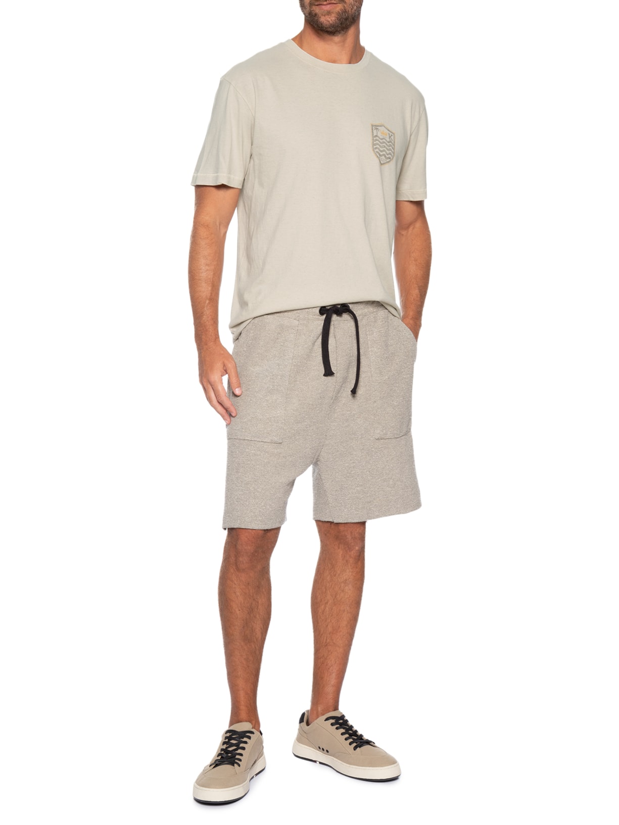 Camiseta Masculina Brasão Rustic Linen Bege Osklen