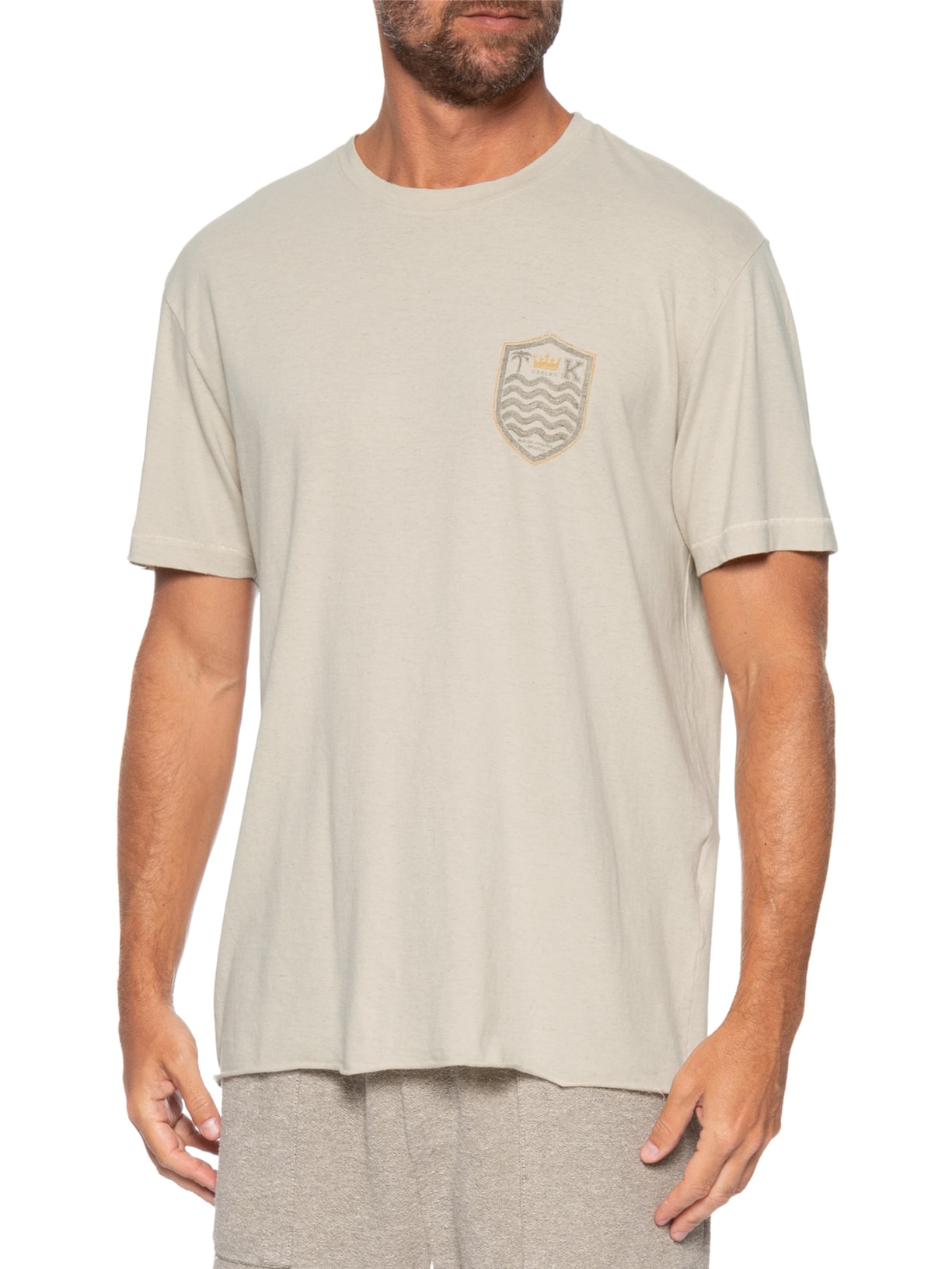 Camiseta Masculina Brasão Rustic Linen Bege Osklen