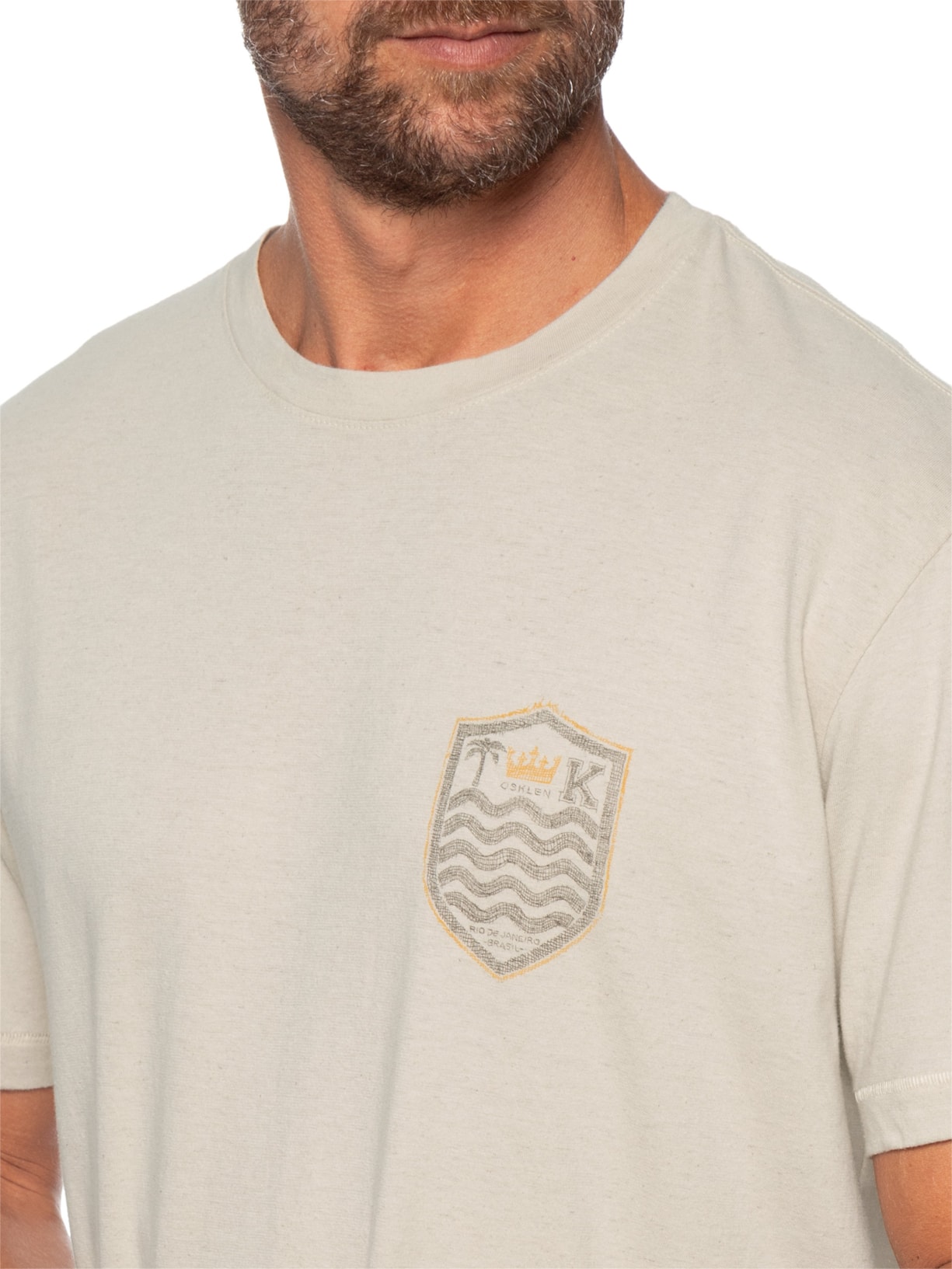 Camiseta Masculina Brasão Rustic Linen Bege Osklen