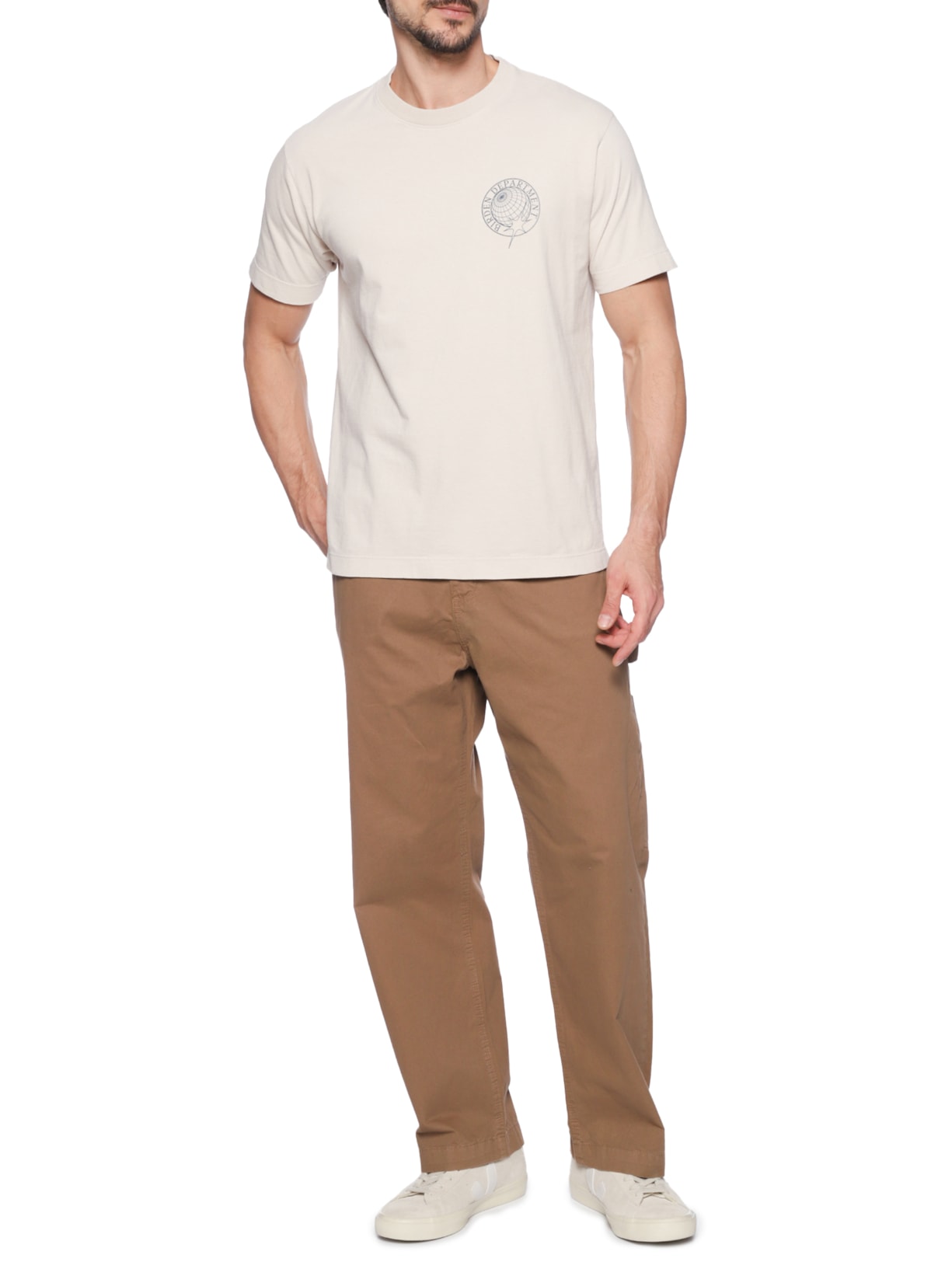 Camiseta Masculina Breath Syncs Bege Birden