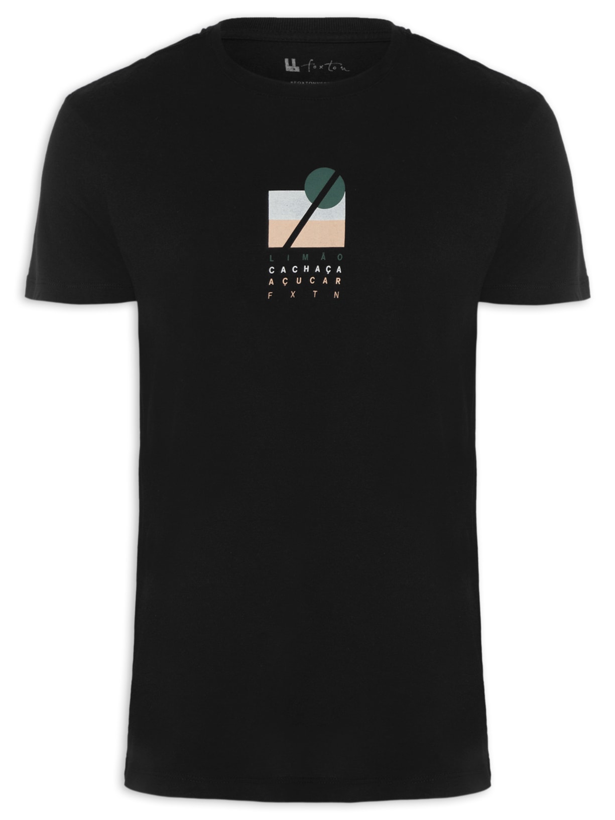 Camiseta Masculina Caipirinha Geométrica Preto Foxton