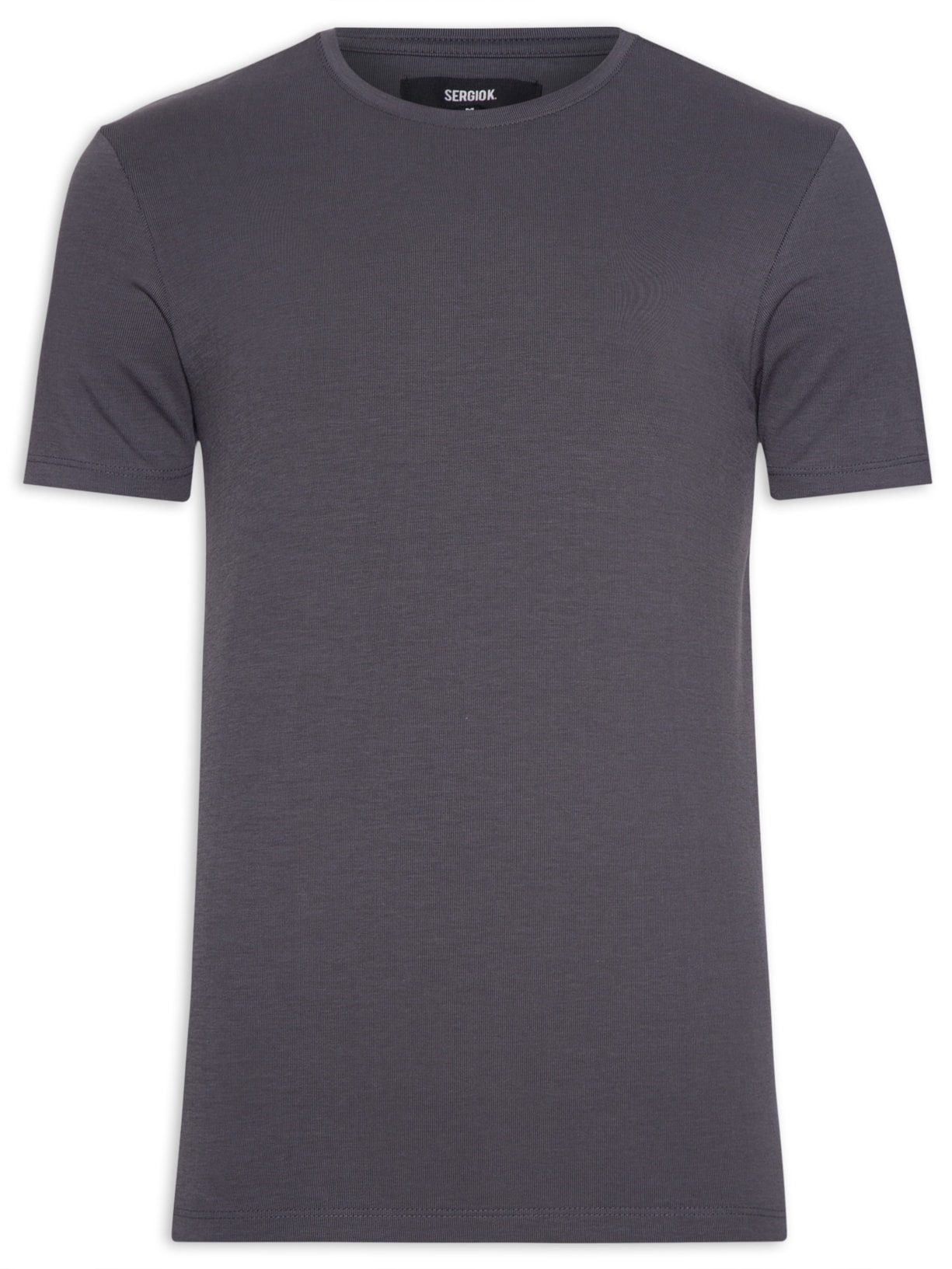 Camiseta Masculina Canelada Slim Fit Gola Careca - Cinza