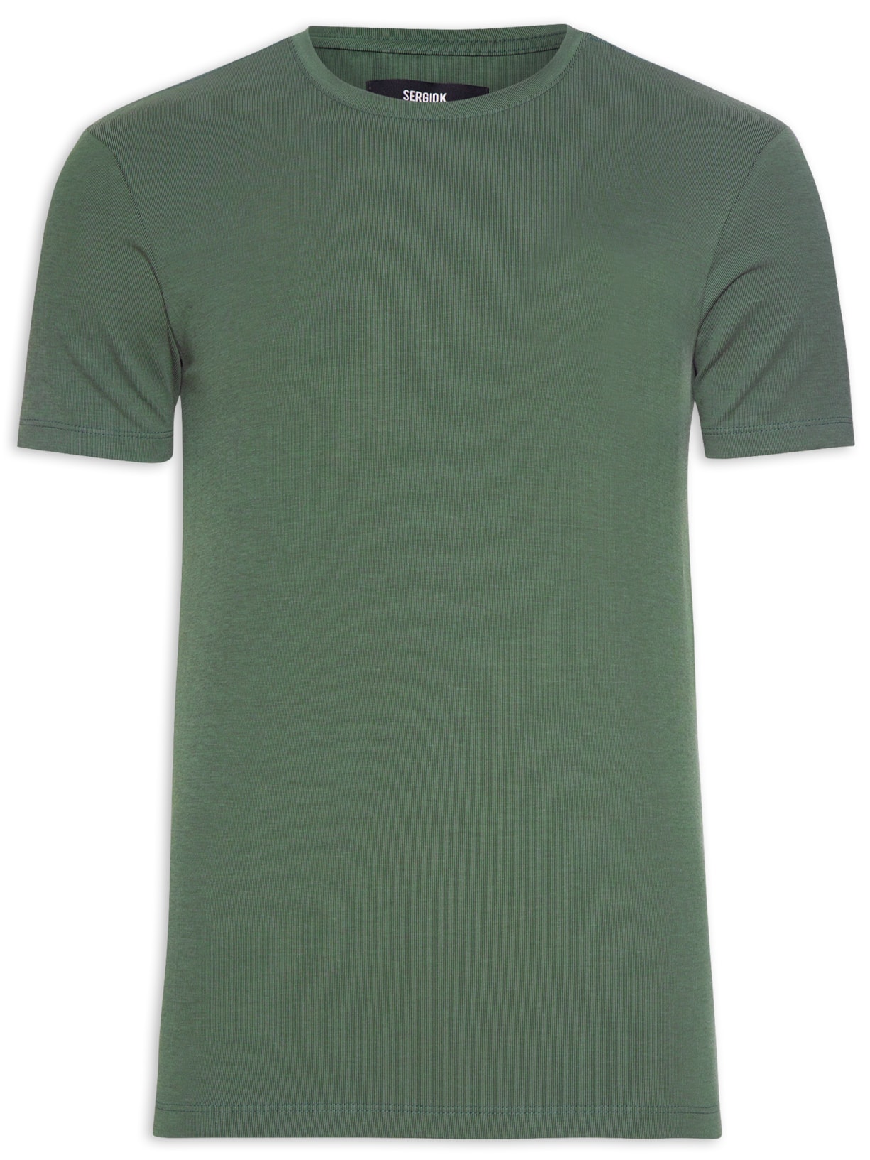 Camiseta Masculina Canelada Slim Fit Gola Careca - Verde
