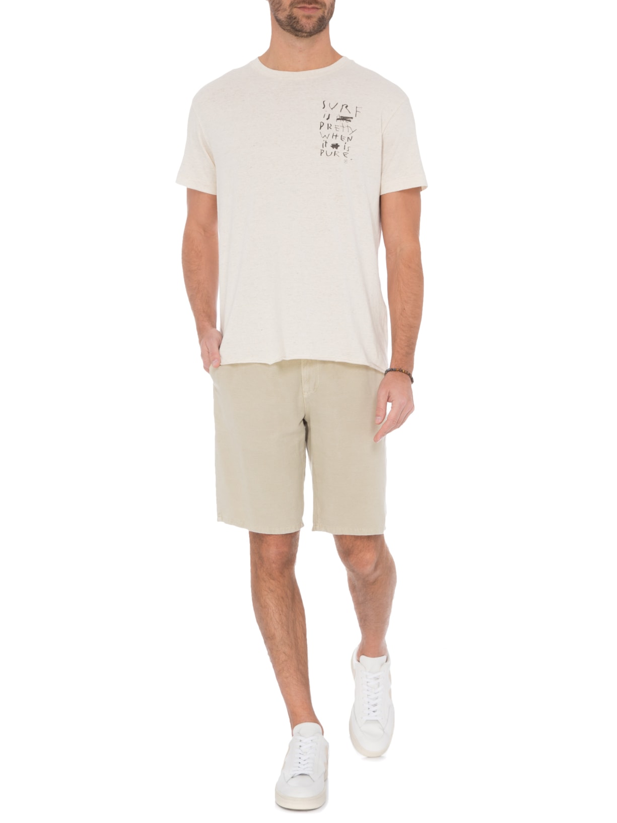 Camiseta Masculina Cânhamo Ciano Sun Bege Osklen