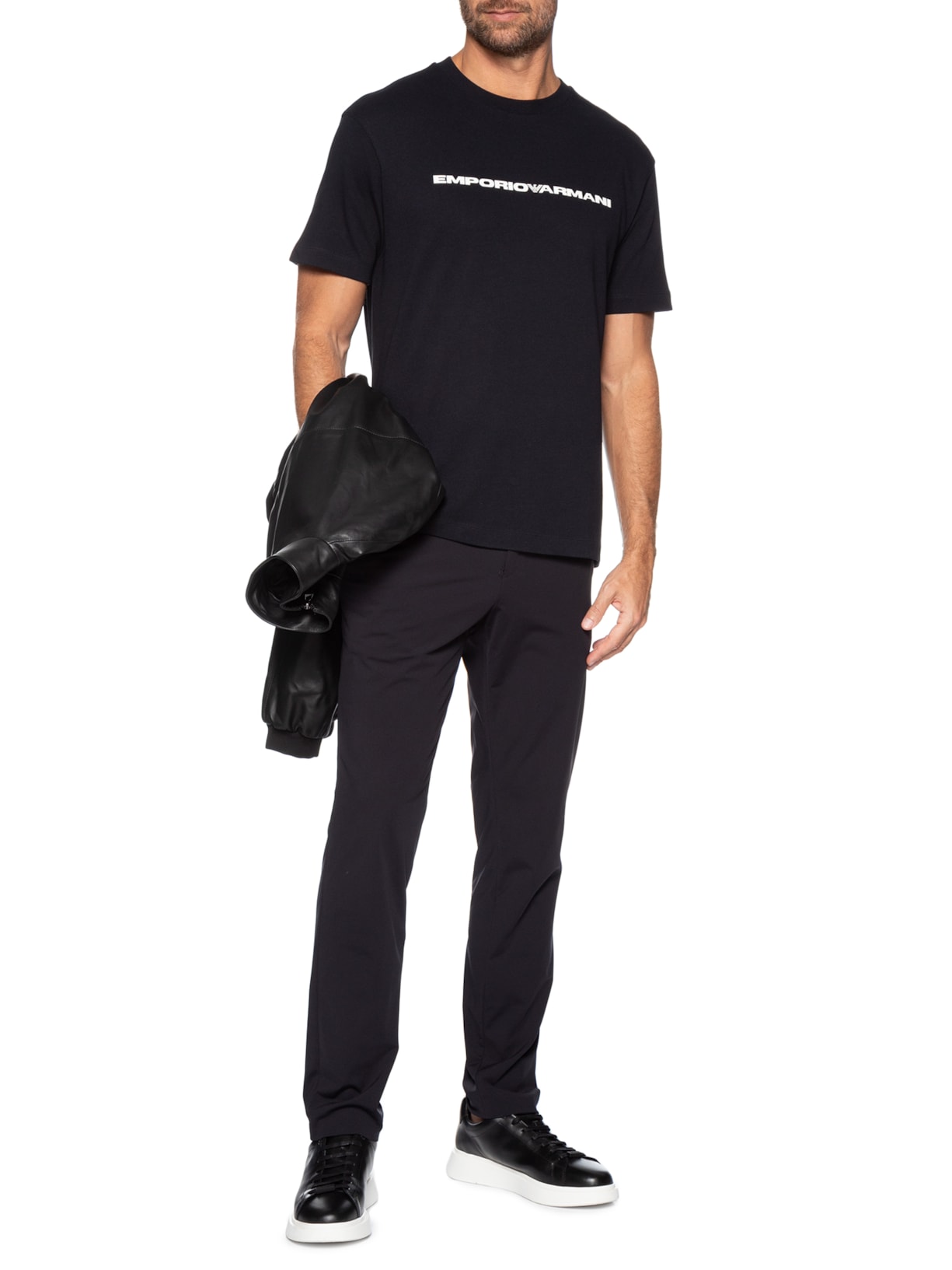 Camiseta Masculina Capsule American Organic Full Mini Print Logo – Preto Emporio Armani